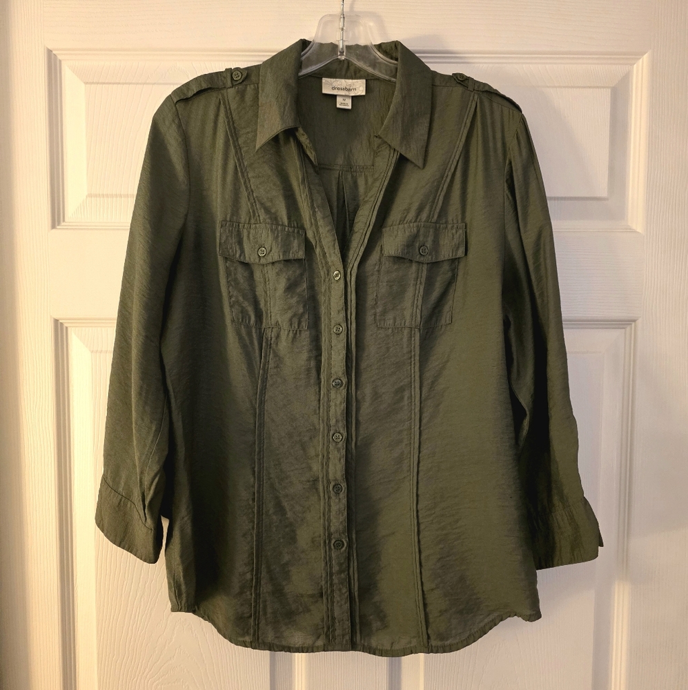 Olive Green Button-Up Shirt